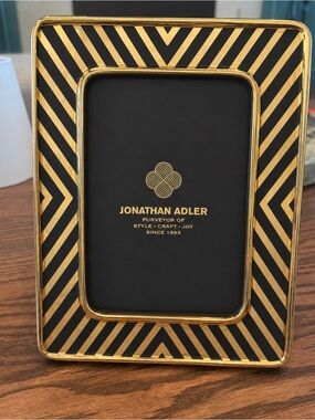 Jonathan Adler Black and Gold Striped Geometric Frame
